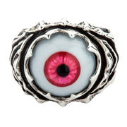 Red Evil Eyeball Sterling Silver Ring