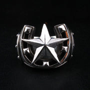 Rockstar Medieval Horseshoe Sterling Silver Star Ring