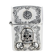 Santa Muerte Mexican Sugar Skull Sterling Silver Biker Lighter