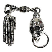 Skeleton Hand Skull Sterling Silver Men's Key Chain