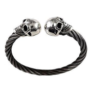 Skull Woven Sterling Silver Biker Cuff Bracelet