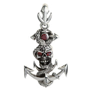 Snake Rope Anchor Sterling Silver Skull Pendant