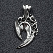 Tribal Fang Fishhook Sterling Silver Biker Pendant