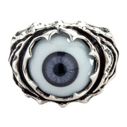 Tribal Purple Evil Eyeball Sterling Silver Ring