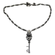 Tribal Rocker Crown Key 925 Sterling Silver Men's Necklace