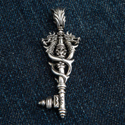 Viking Double Dragon 925 Sterling Silver Key Pendant