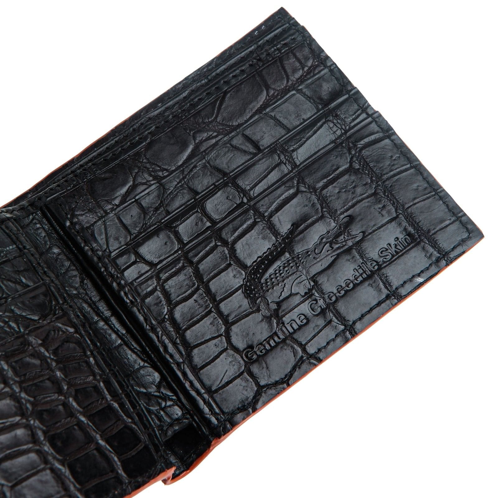 Double side Genuine alligator Crocodile leather skin brown bifold wallet  for men
