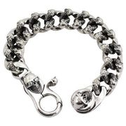 Diamond Skull Sterling Silver Biker Bracelet