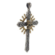 Mexican Skull Sterling Silver Gothic Cross Pendant