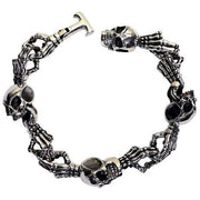 Skeleton Bone Sterling Silver Biker Skull Bracelet