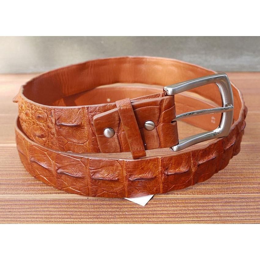 Genuine crocodile leather belt, Men's belt, Alligator brown belt,  47" long 120cm