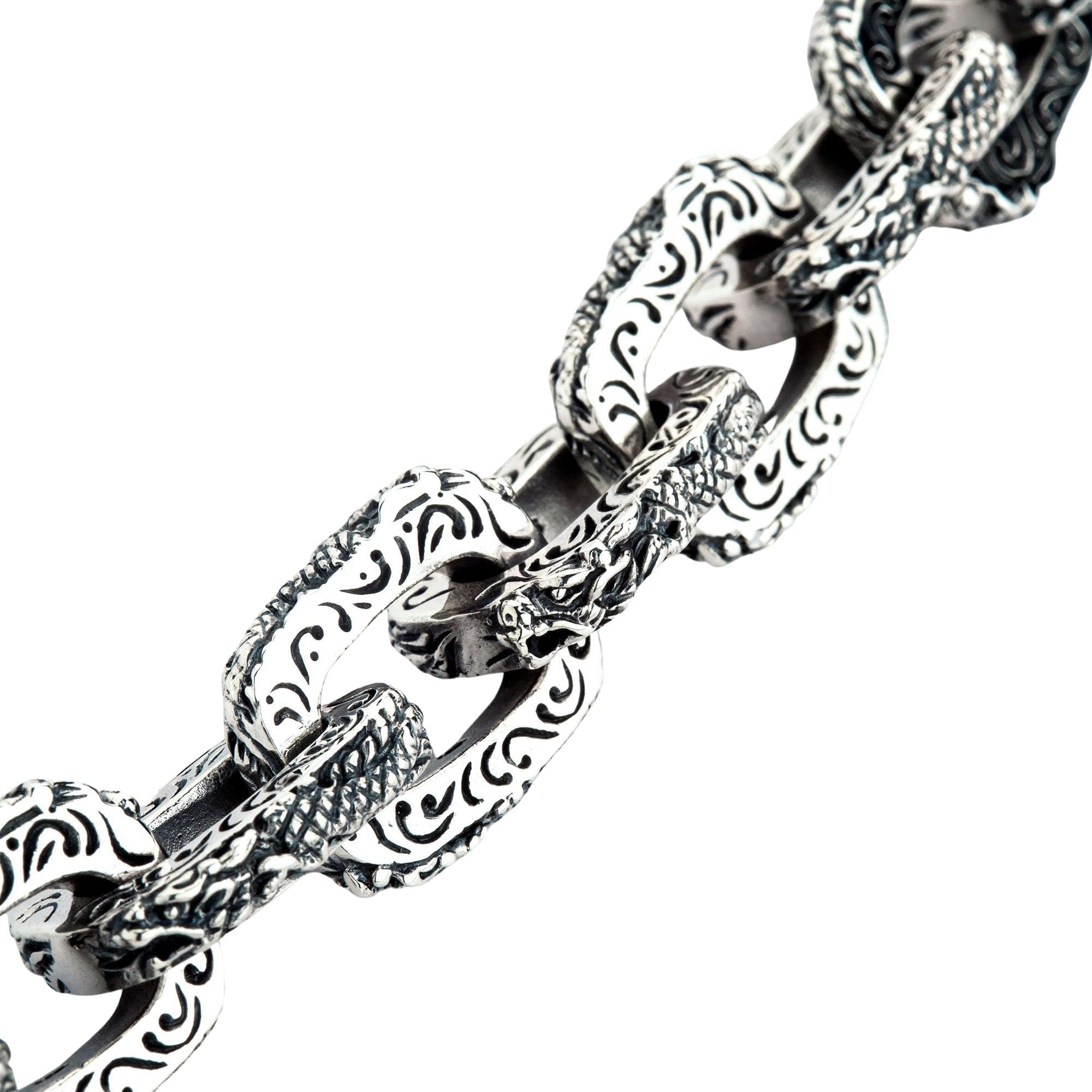 Sterling Silver Naga Dragon Bracelet by Samuel B - Mens Dragon Bracelet