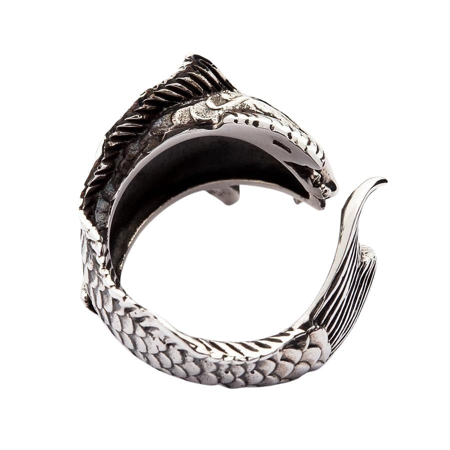 Koi Fish Sterling Silver Wedding Band Ring