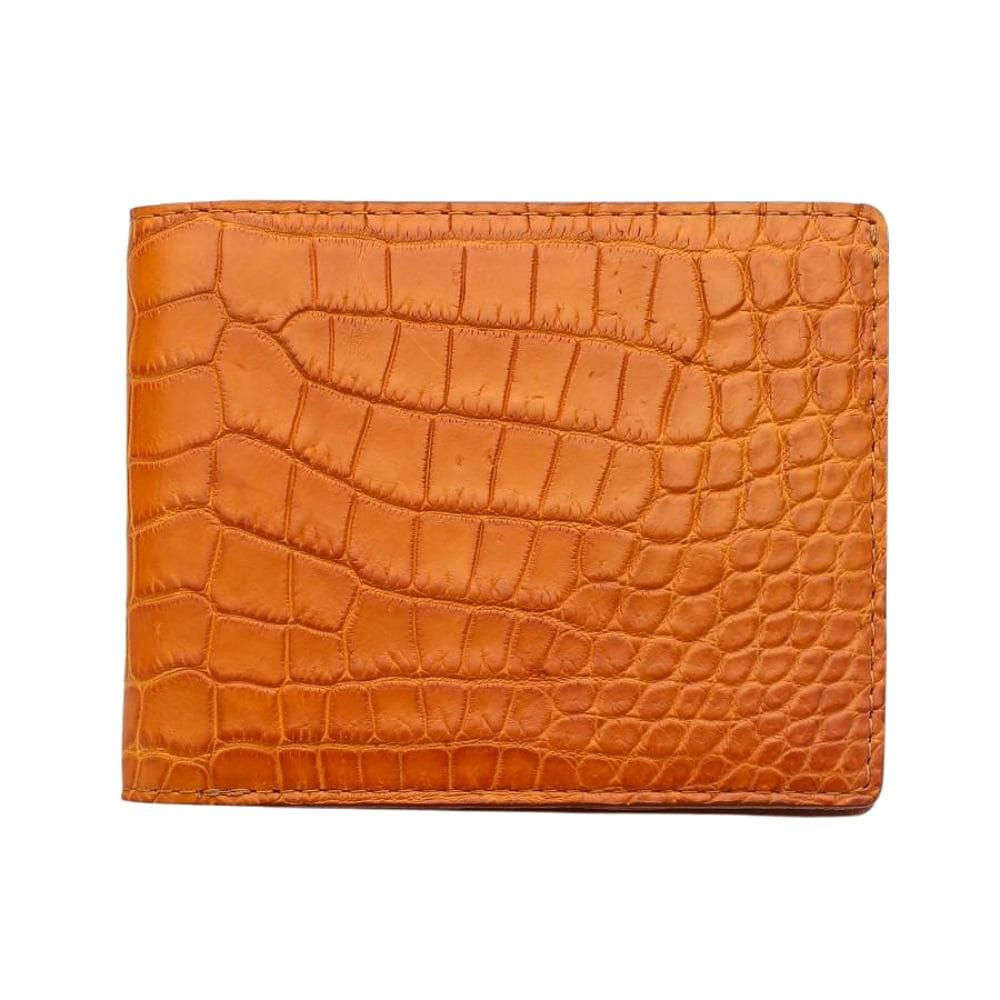 Double side Genuine alligator Crocodile leather skin brown bifold wallet  for men 