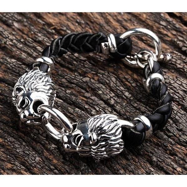 Coastal Jewelry Men's Polished Stainless Steel Lion Heads Franco Chain  Bracelet - 8.5
