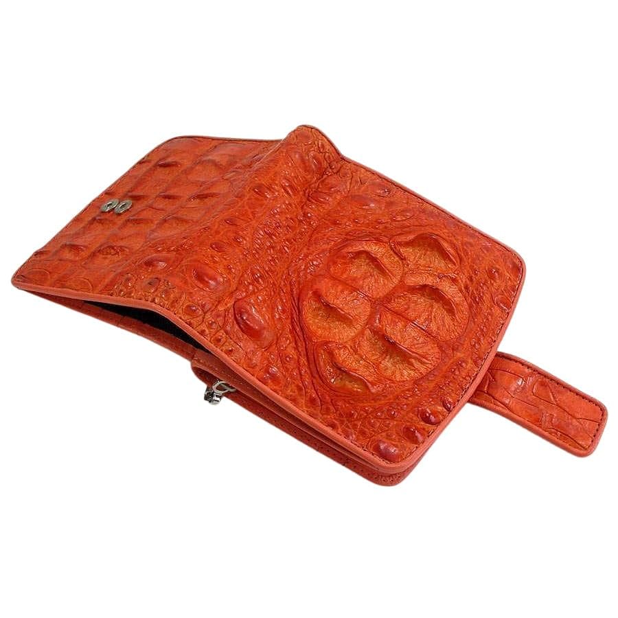 Rodomus Women's Ostrich Leather RFID-Blocking Card Holder Lucy Wallet -  Orange