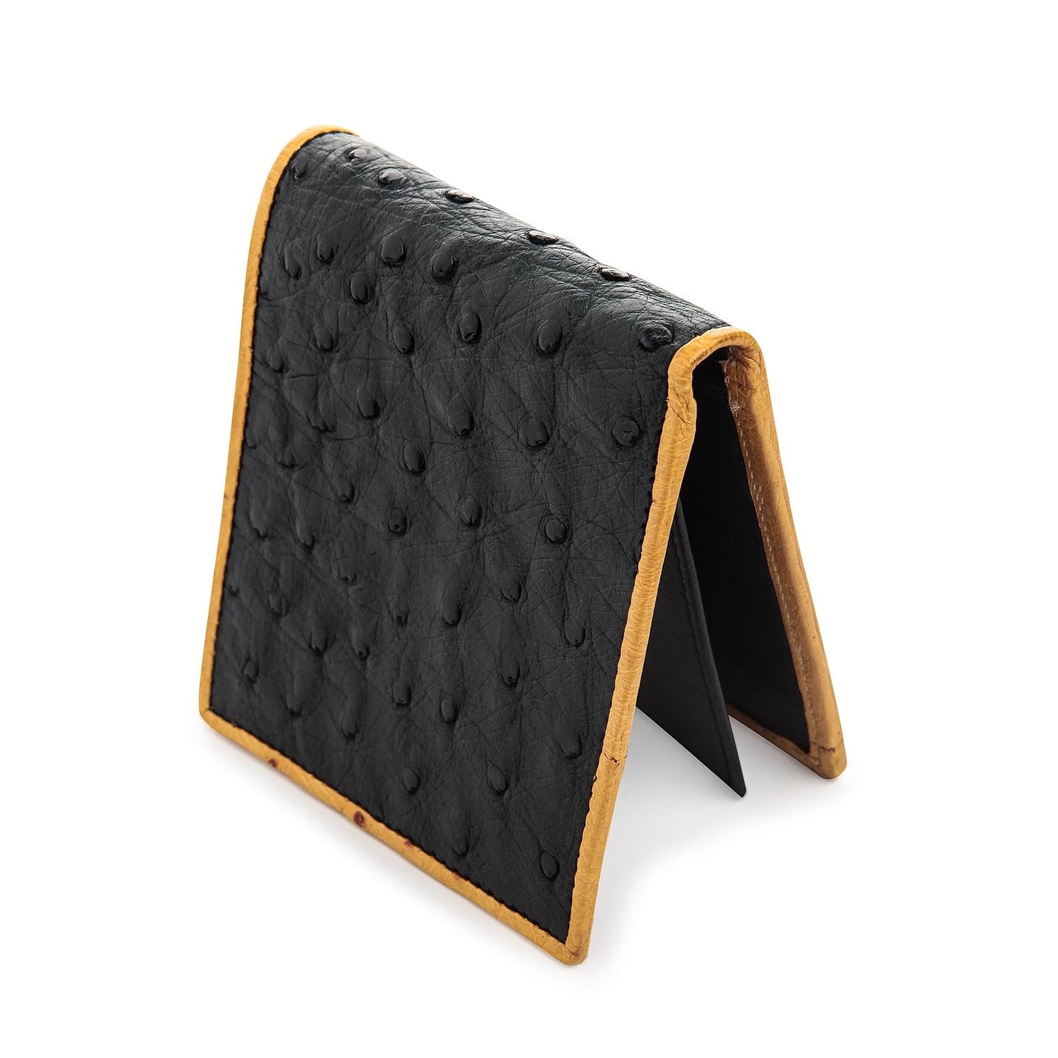 Male Handcrafted Premium Black Ostrich Leg Leather Wallet by Rakshantra