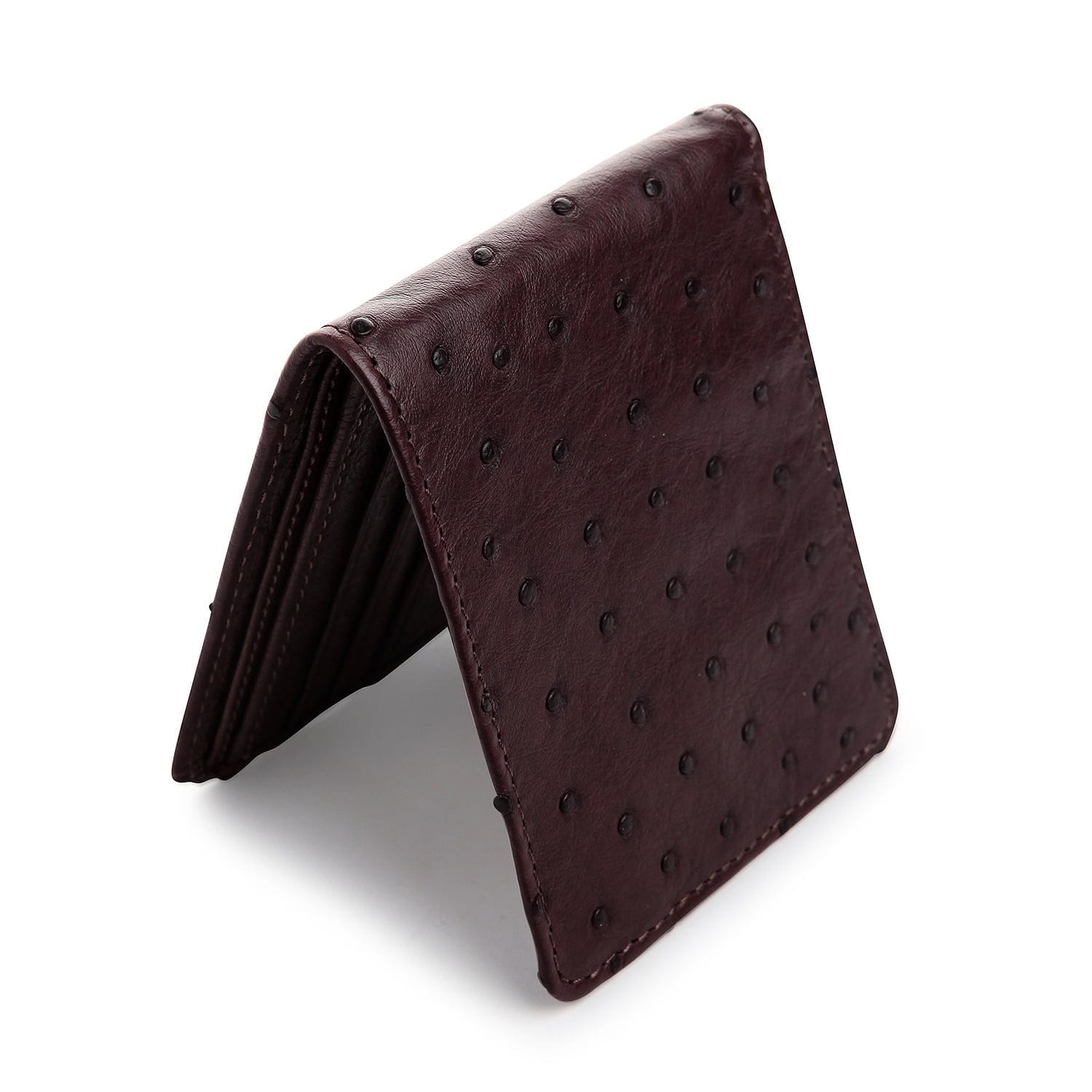 Rodomus Men's Genuine Ostrich Skin Leather Wallet - RFID blocking Brown