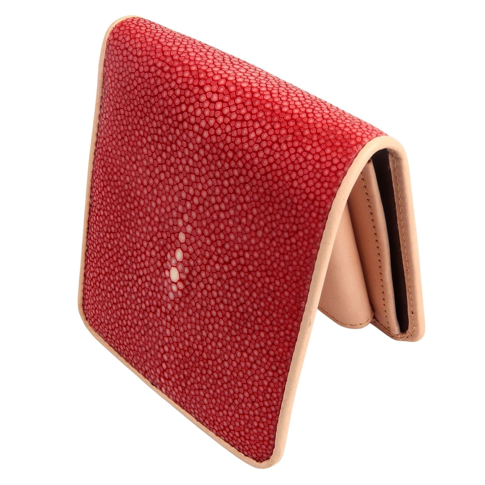 Metallic Weave on Leather Wallet with Multiple Pockets - Scintillating Red