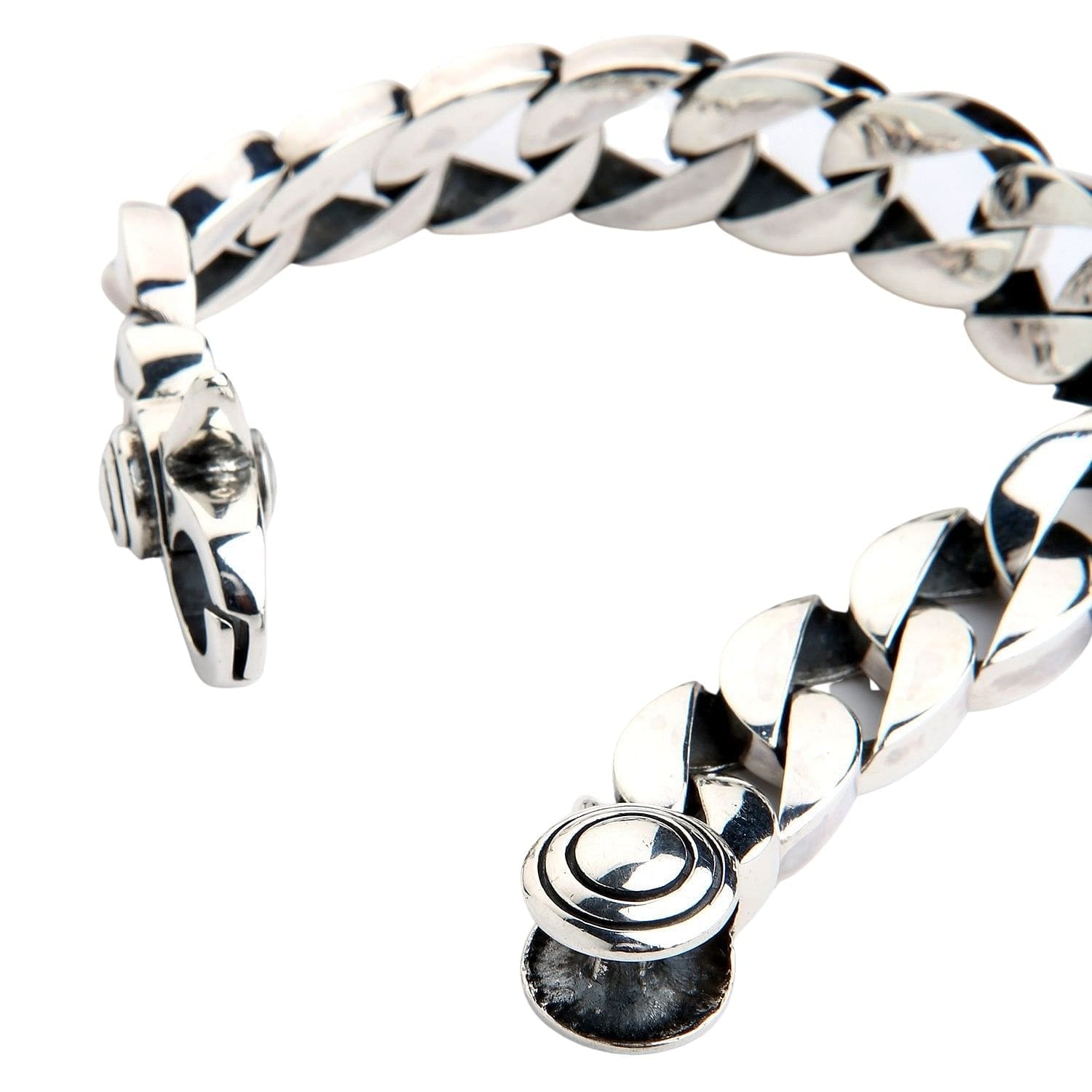 Curb link bracelet in sterling silver, extra large.