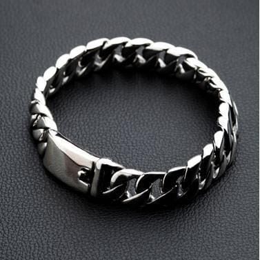 Dark Silver Cuban Link Bracelet for Men in Sterling Silver by oNecklace