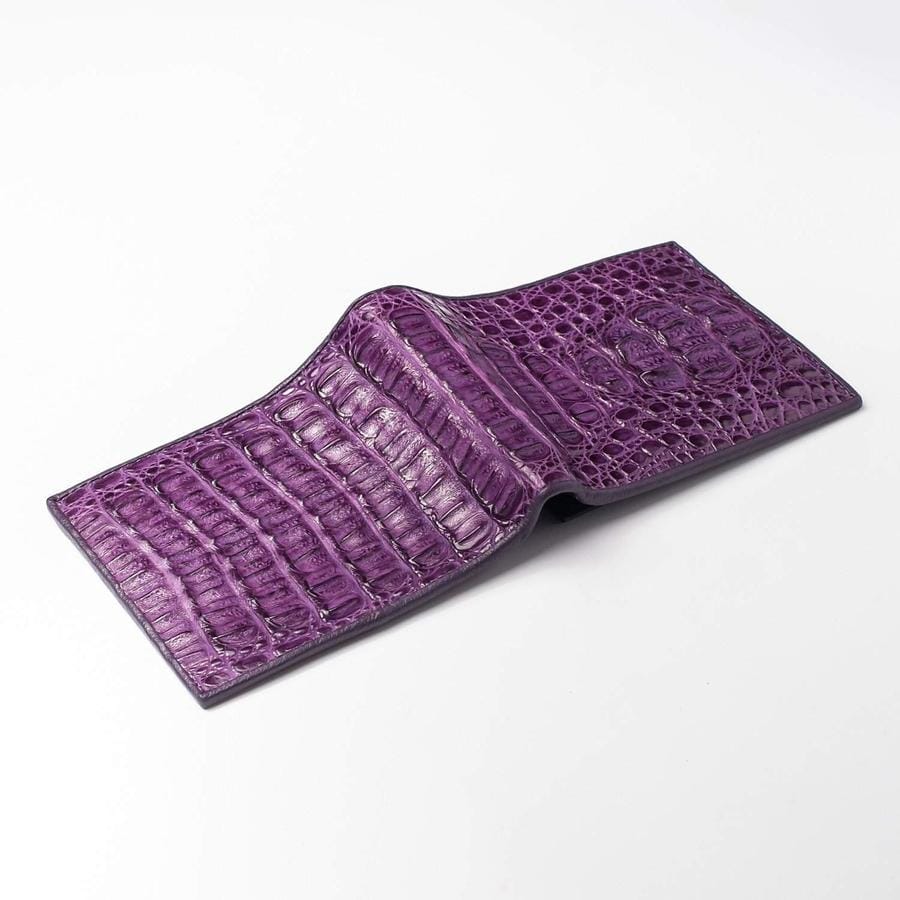 Purple Genuine Alligator Crocodile Leather Skin Bifold Wallet Card for men‘s